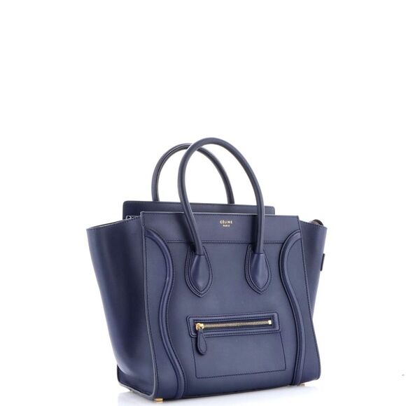 Celine Luggage Bag Grainy Leather Mini Blue - Picture 2 of 6